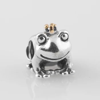 

Fits European Charm Bracelet Authentic 925 Silver Beads Prince Frog Pattern European Charm Women DIY Jewelry