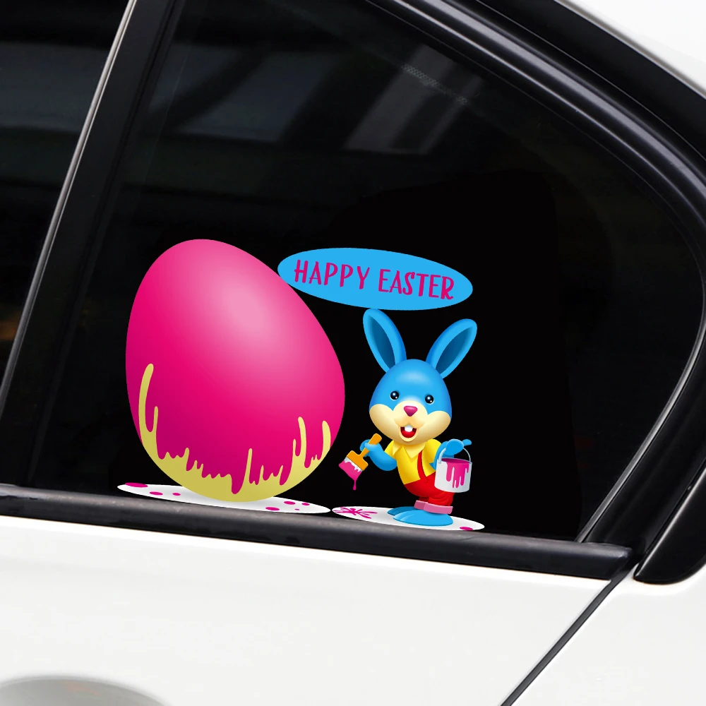 New Removable & Reusable Stickers For Car HAPPY EASTER Home Car