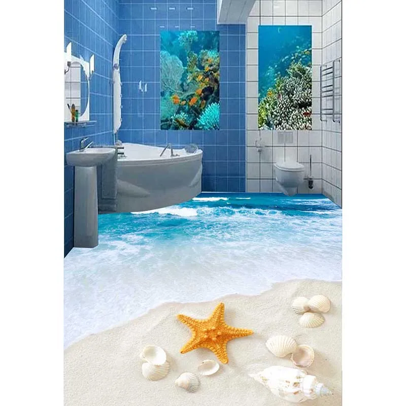 

Fantasy Flooring For The Bedroom Bathroom Paint 3D Blue Ocean World Stickers De Suelo Self-Adhesive Non-slip Floor #86