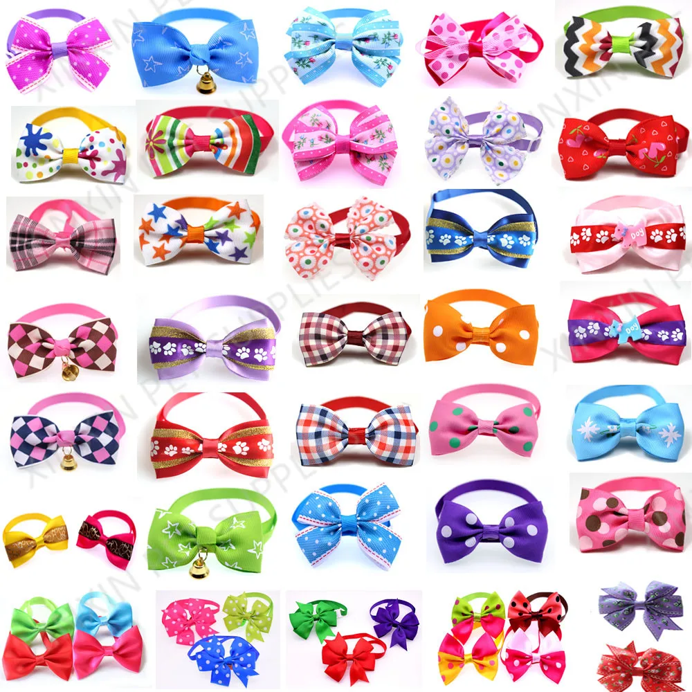 

100pcs Mix All Style Dog Bow Ties Pet Necktie Popular Designs Bowtie Collar Pet Puppy Dog Ties Accessories Dog Grooming Supplies