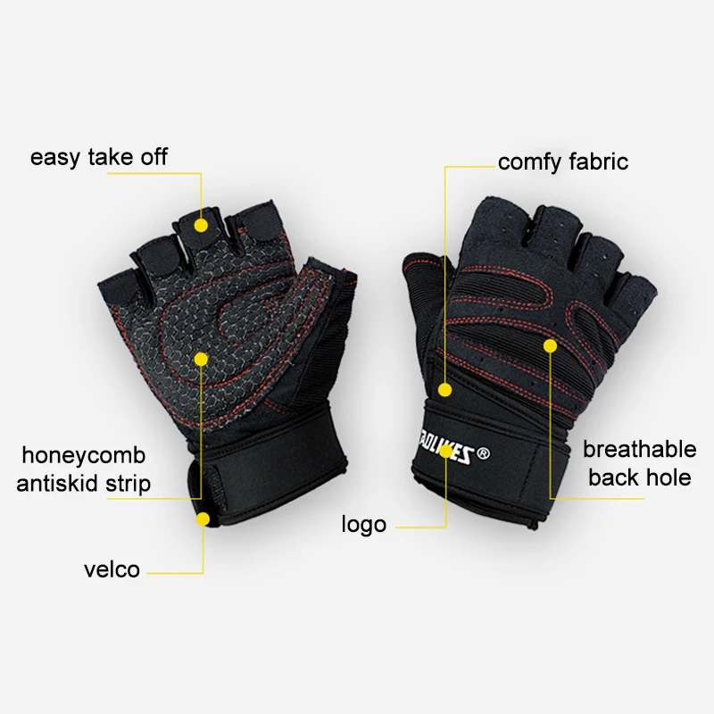1 Pair Riding Gym Gloves Heavyweight Sports Exercise Weight Lifting Gloves Body Building Training Sport Fitness Gloves
