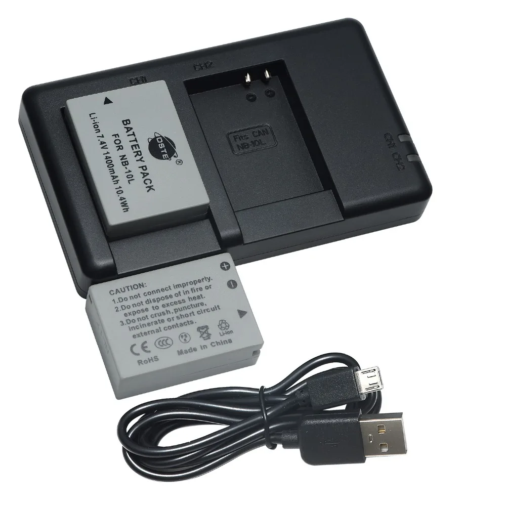 DSTE Dual Slot Charger with 2pcs NB 10L Li ion Battery for Canon G1X