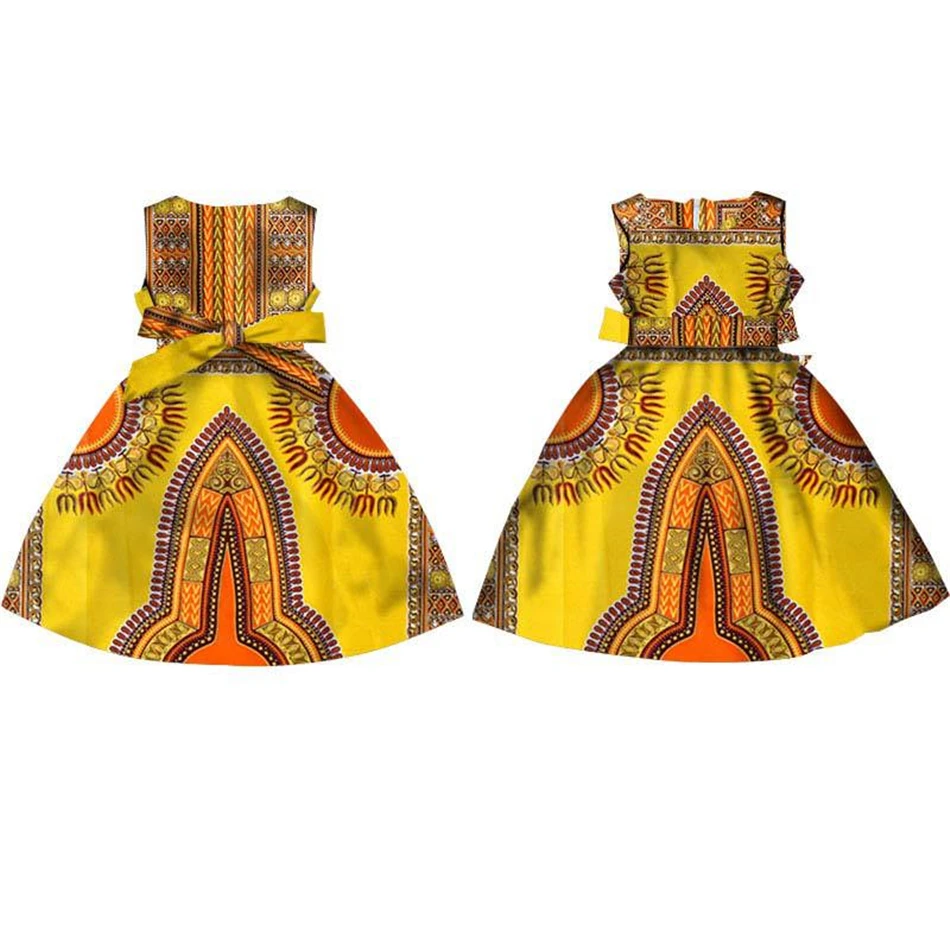 Хлопковое платье в африканском стиле для девочек, модные платья Анкары с традиционным принтом и геометрическим узором