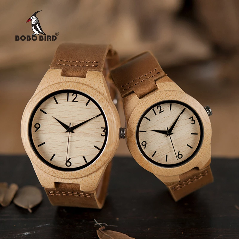 

BOBO BIRD A31 Leather Wood Watches Men Women Lovers' Quartz Analog Watches Casual Cool Watch with Arabic Numerals