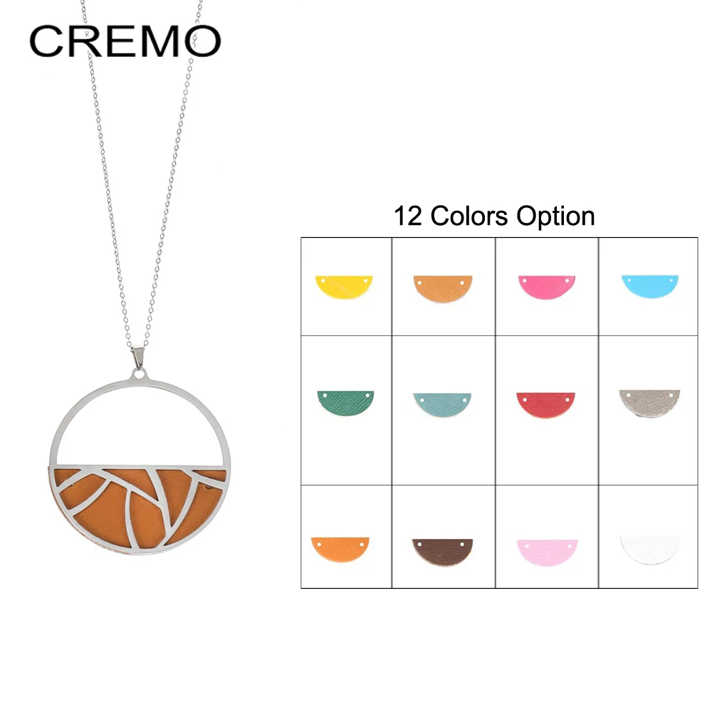 

Cremo Necklaces & Pendants Stainless Steel Women Charm Necklace Interchangeable Reversible Leather Hollow Pendant Chain Necklace