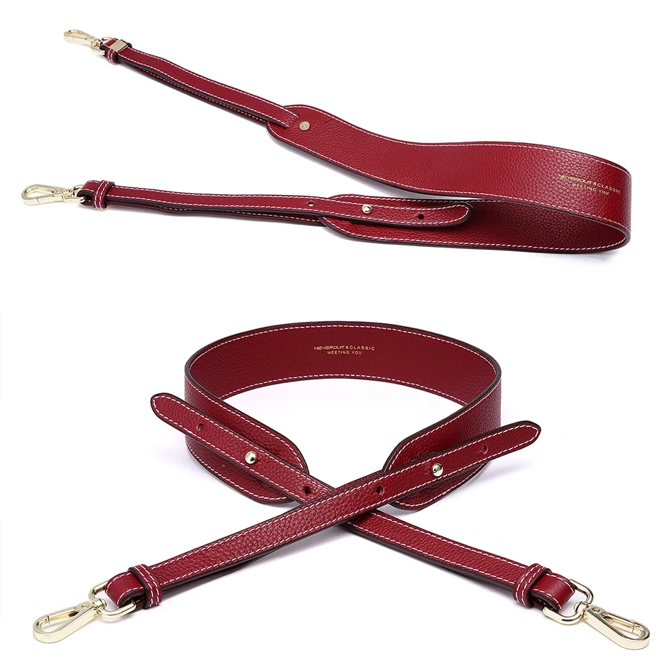 NEVEROUT Genuine Leather Shoulder Strap Women Solid Bag Strap Wide Belt 97cm*4cm