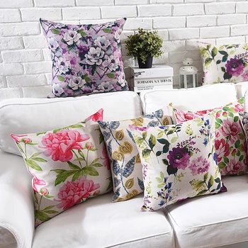 

Wholesales Shabby Chic Floral Pillow Cover Vintage Pink Purple Cushion Cover Home Decorative Pillow Case 45x45cm/30x50cm