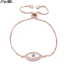 Pipitree Роскошный натуральный корпус браслет evil eye микро ювелирные изделия из циркона Регулируемая цепочка из розового золота цветные браслеты для женщин и мужчин
