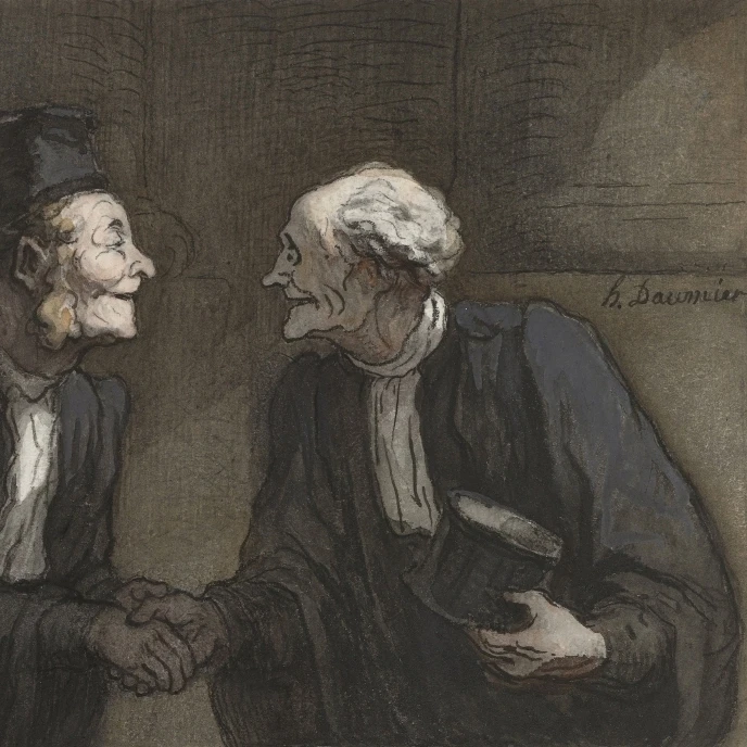 Two Lawyers Shake Hands Poster Print (24 x 18)