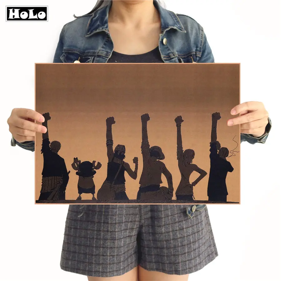 Vintage Cartoon Kraft Paper Poster Anime One Piece Wide Version Struggle Retro Decorative Paintings Wall Sticker FND 42x30cm | Дом и сад