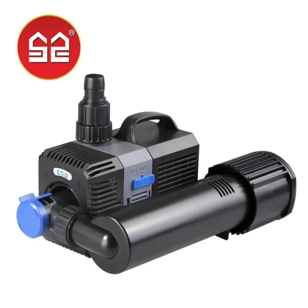 Ultra quiet tank submersible pump with a germicidal lamp. Large flow