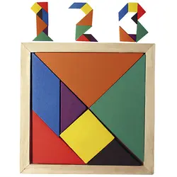 Tangram 7 шт головоломки Красочные квадратные IQ игра головоломка для развития интеллекта, Образовательные Деревянные игрушки для детей