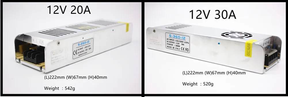 12V светильник ing трансформатор 3A-30A импульсный источник питания 36 Вт 60 Вт 120 Вт 150 Вт 200 Вт 250 Вт 360 Вт светодиодный адаптер для светодиодных лент светильник