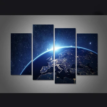 

Painting Wall Art Modular Poster Framework 4 Panel Planet Landscape HD Printed Modern Canvas Living Room Pictures Home Decor