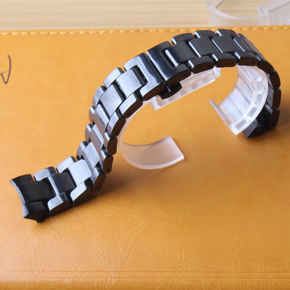 Watchbands high grade 22mm Polished Ceramic Watchband for Samsung Gear S3 REPLACEMENT Galaxy 46mm fashion style solid link black Watchbands high grade 22mm Polished Ceramic Watchband for Samsung Gear S3 REPLACEMENT Galaxy 46mm fashion style solid link black