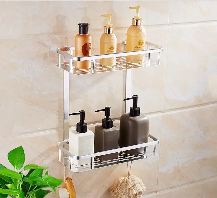 2018 New Wall hanging rack for bathroom Double deck Bathroom storage