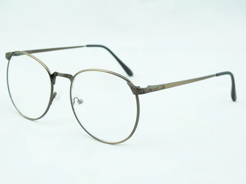 Новые Ретро Круглые античные оправы для очков, Мужская Полная оправа, металлические серые прозрачные линзы, оправы для женщин, оптические очки UV oculos - Цвет оправы: coffee