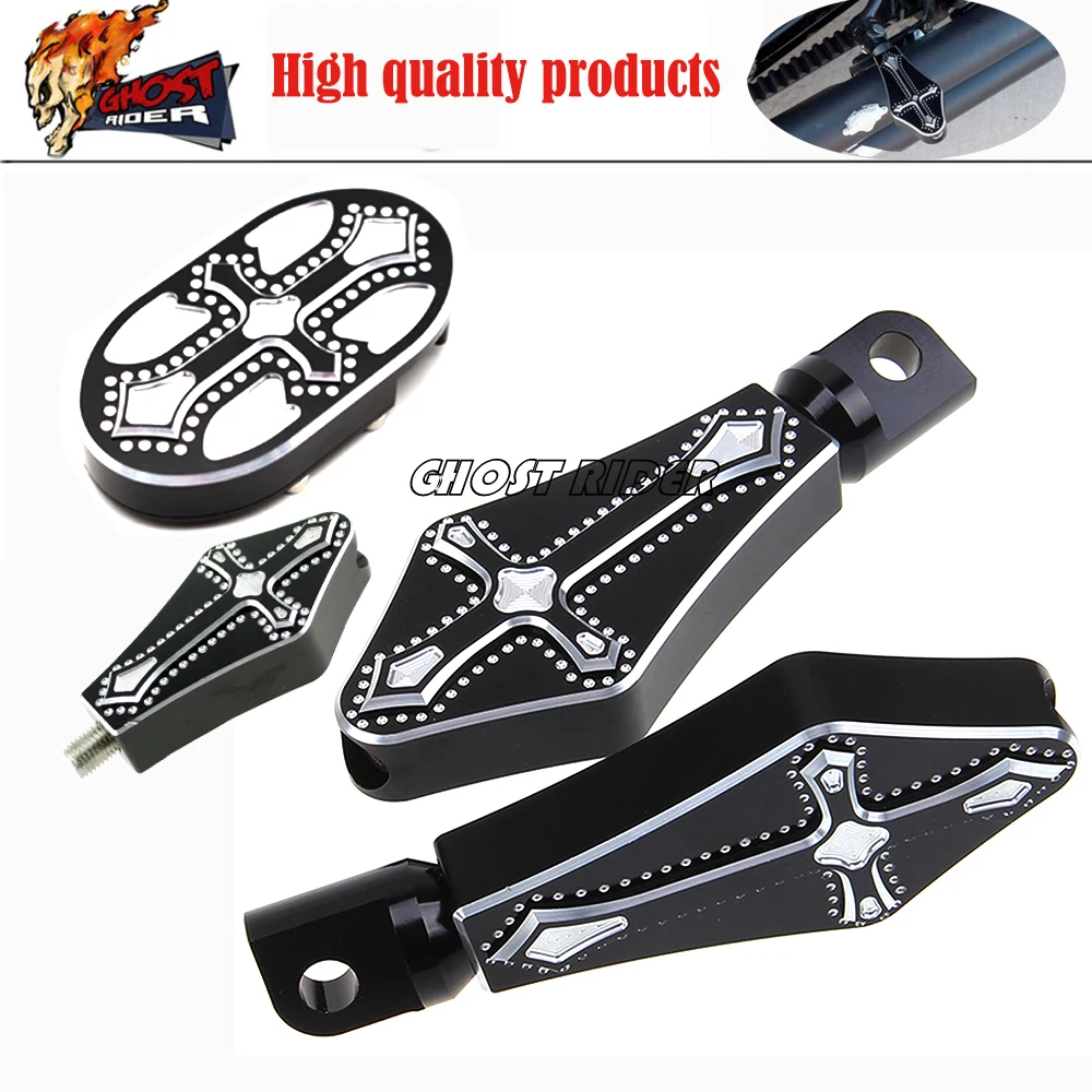 Motorcycle Cnc Billet Aluminum Brake Pedal Pad Cover And Footrests Foot