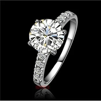 

test positive 1CT Round Moissanite Engagement Ring VVS1 D Color For Woman Solid 14K White Gold Jewelry