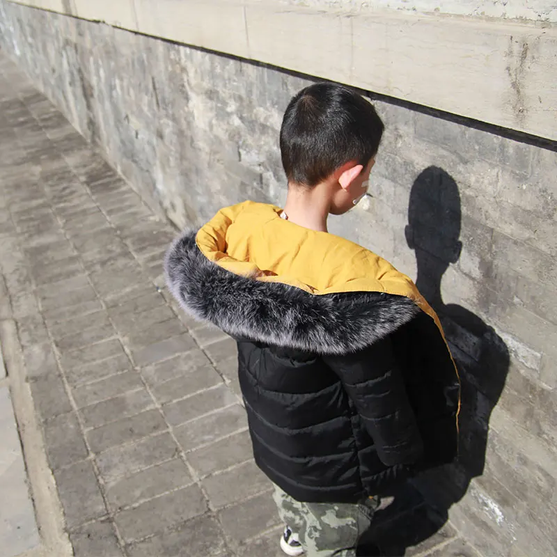 Натуральный Лисий меховой воротник зимняя мода теплая подкладка длина 75 см пальто свитер пуховик меховой воротник