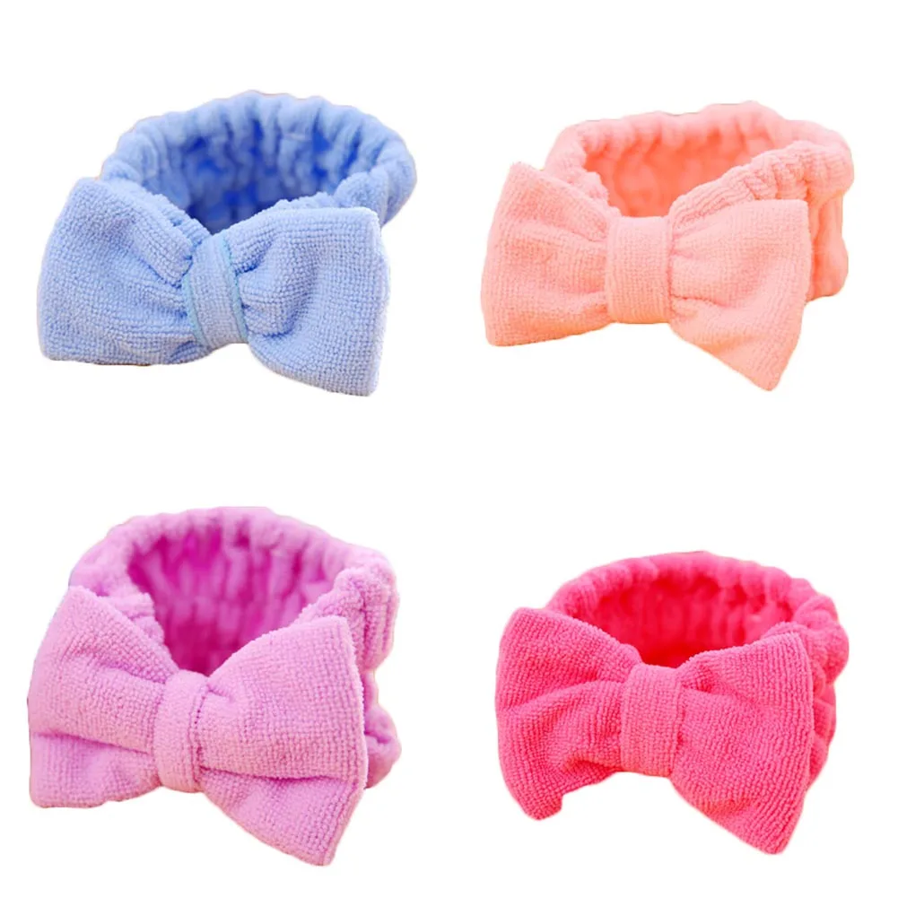 

Fashion Women Beauty Makeup Bow Headband Bath Wash Face Hairdo Elastic Towel Headwear Female Hair Holder Bands Headpiece Gift