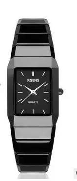 Мужские Керамические наручные часы, мужские черные белые кварцевые квадратные часы, деловые повседневные водонепроницаемые мужские наручные часы, бренд RGENS 5510 - Цвет: women black