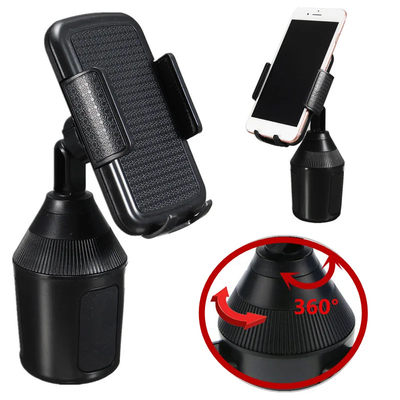 

360 Degree Car Cup Holder Black Portable Stand Cradle Mount Clip For Cell Phone/ GPS Universal Fit for iPhone/Samsung