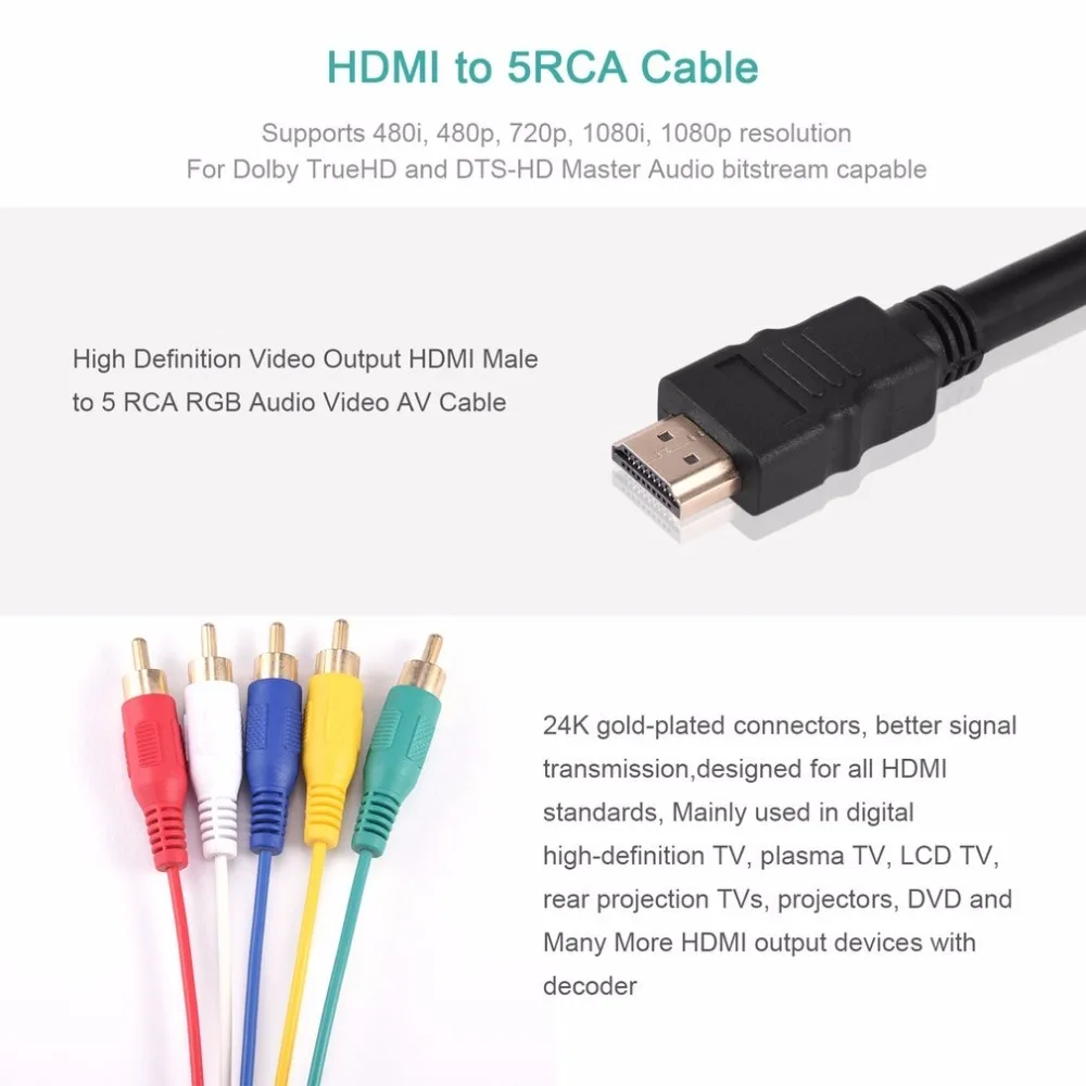 1 5 м HD 1080P HDMI к 5RCA папа мужчине Видео Аудио кабель конвертер адаптер для HDTV DVD и