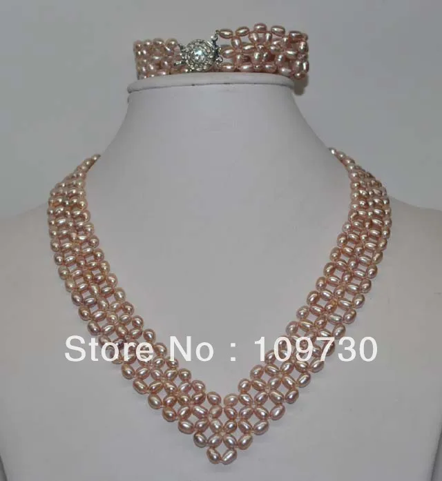 

Jewelry 00445 Set Tennis handmade pearl necklace and Bracelet can coose (A0516)
