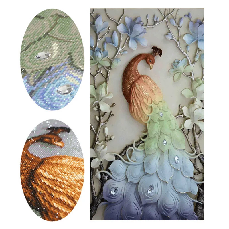 

Meian Special Shaped Diamond Embroidery Animal Peacock 5D Diamond Painting Cross Stitch 3D Diamond Mosaic Decoration Christmas