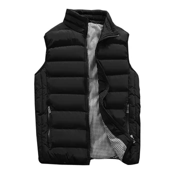 

Mens Jacket Sleeveless Vest Winter Fashion Casual Slim Coats Brand Men's Vest Clothing Cotton-Padded Men Waistcoat Big Size