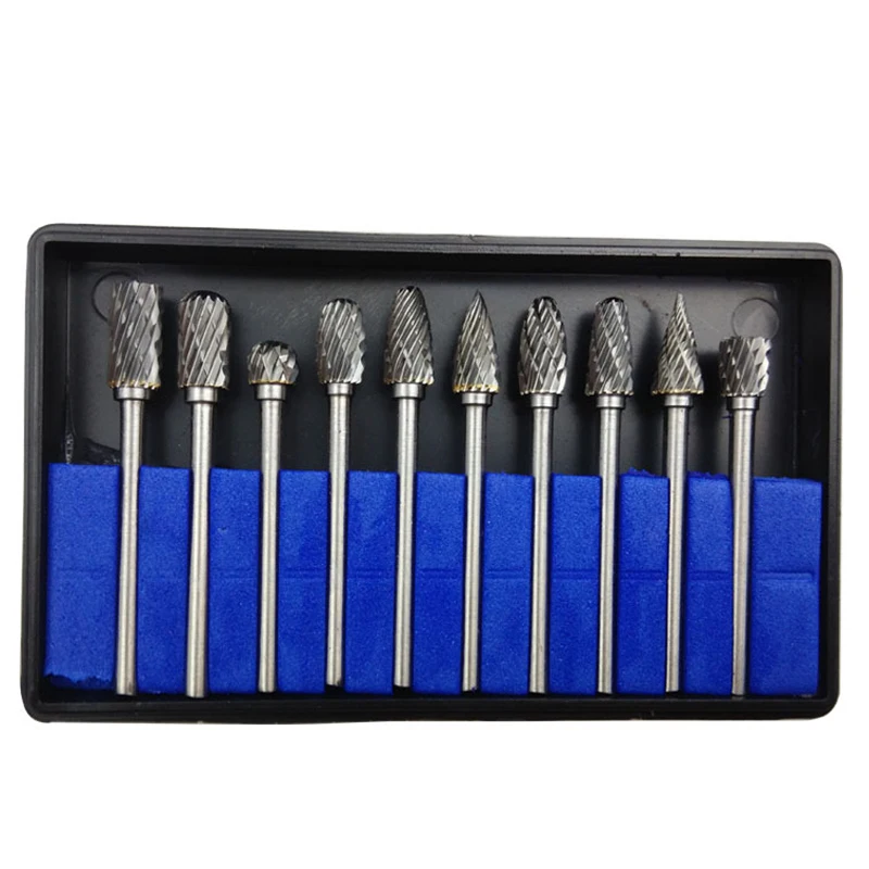 

New 10pc 1/8" Shank A-N Tungsten Steel Carbide Milling Cutter Rotary brocas com hss steel cone drill set diamond drill 10mm