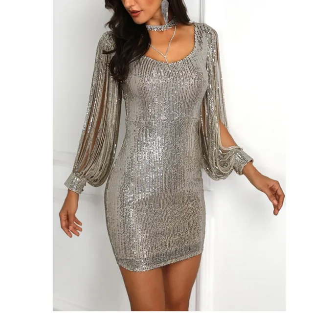 Aliexpress.com : Buy Women's Sparkle Glitzy Glam Sequin Tassel Long ...