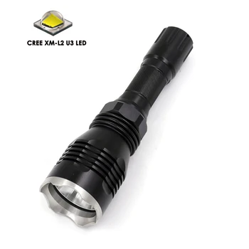 

Stainless Steel Head HS-802 CREE XM-L2 U3 LED 1 Mode 500 Meters Long Range LED Flashlight 2000 Lumen Torch light+Remote Switch