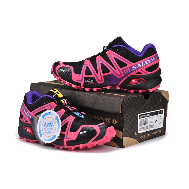 

Salomon Speed Cross 3 CS Women Outdoor Sport Shoes Pink Light weight Sneaker durable Running Shoes Free Shipping size 36-39