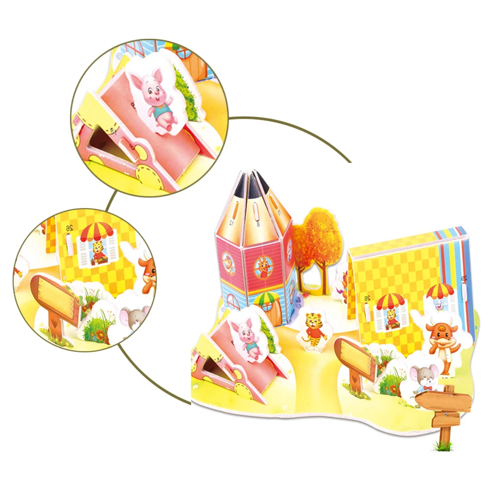 Мода 1 компл. Мультфильм здание замка головоломки собрать модель образования дети игрушечные лошадки