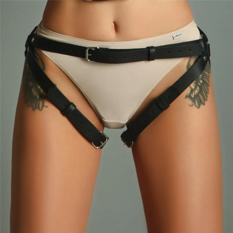 

2019 New Women Harness High Quality Lower Belts Sexy Garters Goth Belt Lingerie Holographic Sexy leg Garters Bondage Gater Belts