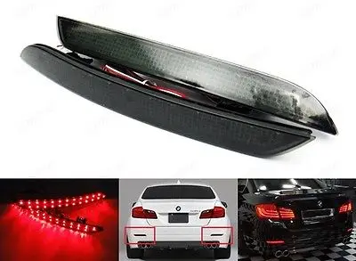 cheap 2x Black Smoked Rear Bumper Reflector LED Brake Stop Light Black Lens Tail Brake Light For BMW 5 Series F10 F11 F18 24 SMD