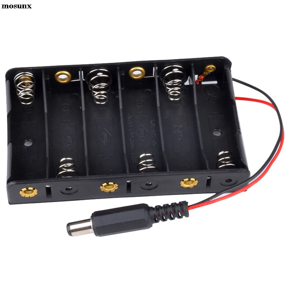

mosunx New 6 x AA Battery Case Storage Holder With DC2.1 Power Jack For Arduino Diy Power Bank IqosBattery Holder