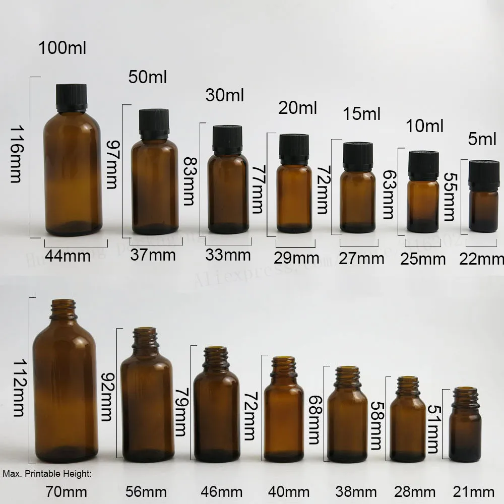 12x5 мл 10 мл 15 мл 20 мл 30 мл 50 мл 100 мл янтарная стеклянная бутылка 1 унция Мини коричневая стеклянная бутылка эфирного масла с защитной крышкой для детей