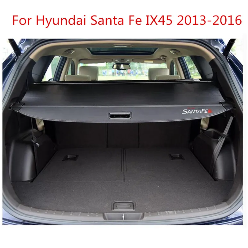 

Rear Parcel Shelf Trunk Cover Material Curtain Rear Curtain Retractable Spacer Rear Racks For Hyundai Santa Fe IX45 2013-2016
