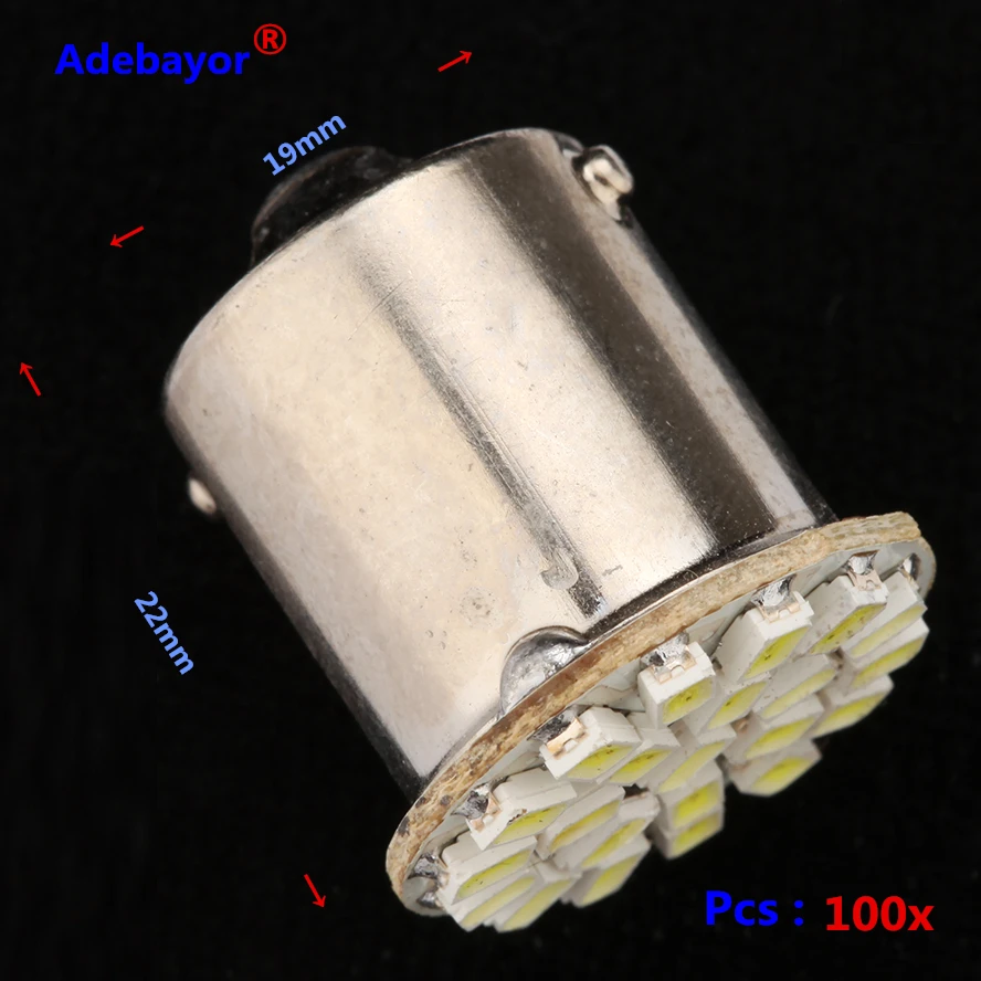 100 шт. 24 В 1156 BA15S 1156 P21W 3014 22 SMD светодиодные лампы, используемые для резервного копирования заднего хода, стоп-сигналы, задние фонари RV, белые