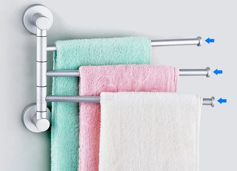 1PC Space Alu. Silver 3 or 4 Rod Rotating Bathroom Towel Bar Belt Clothes Rack Holder Bathroom Accessories 33 x 23 x 5cm KH 2028