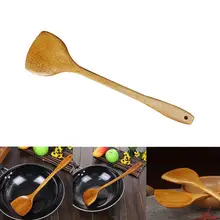 Натуральный из дерева, с длинной ручкой Лопата антипригарная лопаточка для сковороды кухонный инструмент для приготовления пищи