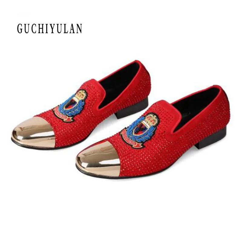 

Spring Suede Men Loafers Formal Shoes Men's Luxury Elegant Slip On Wedding Party Man Casual Footwear Large Size Flats Embroidery