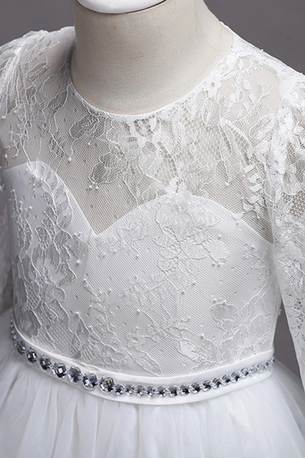 Детское бальное платье на молнии с длинным рукавом и бусинами|vestido daminha|kids promscommunion