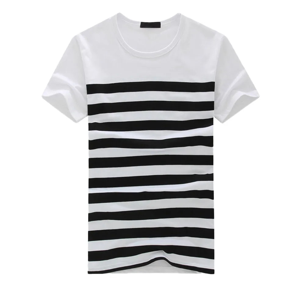 

Summer 2019 Streetwear T Shirt Men Stripe Printed Short Sleeve O Neck Men T Shirt Casual Slim Fit Casual Man T Shirt