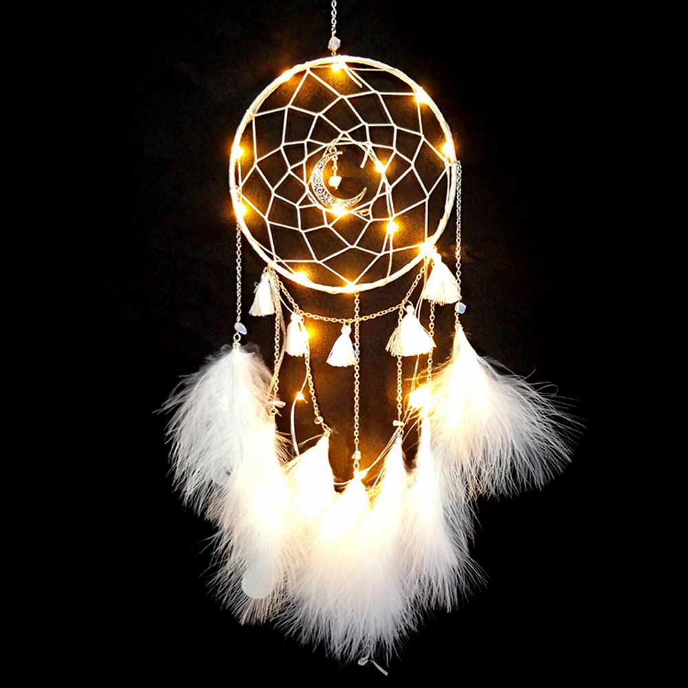 Ловец снов DIY украшения для дома рукодельные led освещение Луна дизайн поделки из
