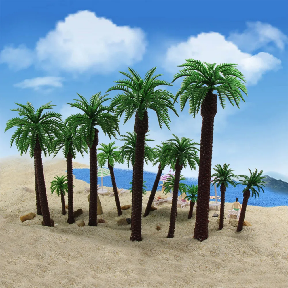 

YS01 27pcs Model Palm Trees O/HO/TT/N/Z scale Railway Layout Different Length Sea Beach Layout