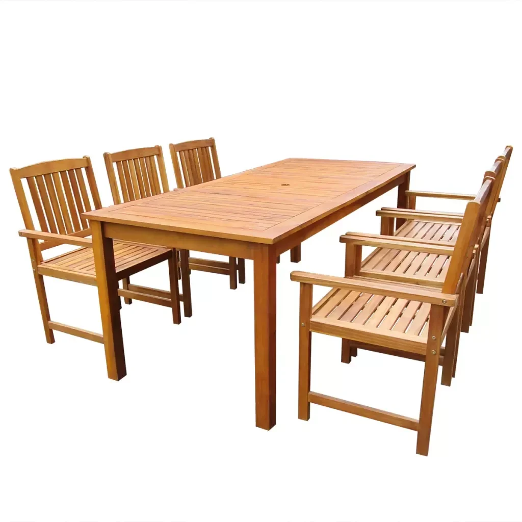 

Nordic Style 7 Pieces Dest Chairs Outdoor Dining Set Solid Wood Desk Dining Table Set For Home Fashion Chairs